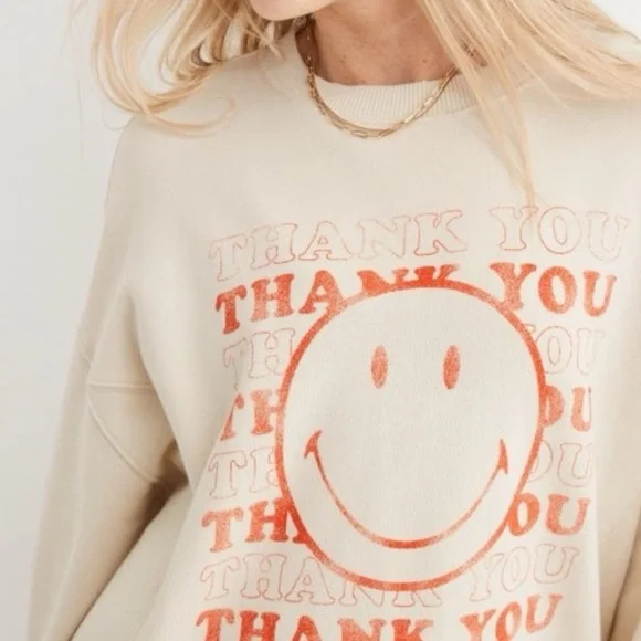 Aerie Oversized Cream and Orange Long Sleeve Hoodie - PRELOVED - Picture 4 of 11